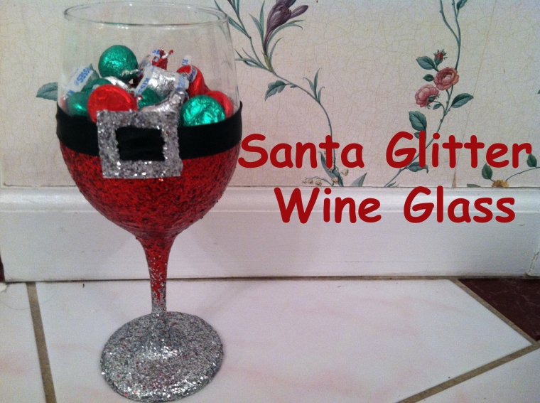 Santa Glitter Wine Glass
